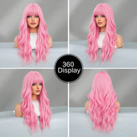 Long Curly Pink Red Synthetic Wig Middle Part Of The Natural Lolita Wig For Women's Daily Cosplay Heat Resistant Big Wave Wig