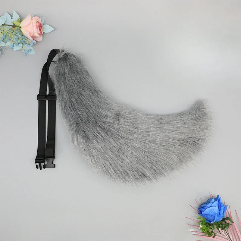 Fluffy Handmade Cute Lolita Plushy Dog Cat Fox Tail Girl Plush Tails Belt Cat Ear Anime Performance Cosplay Accessories Kid Gift