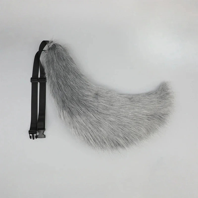 Plush Cosplay Tail – Soft Faux Fur Animal Tail with Adjustable Belt for Adults