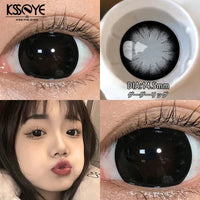 Black Large Diameter Color Contact Lenses for Eyes Annual Soft Round Beautiful Pupils KSSEYE 1 Pair