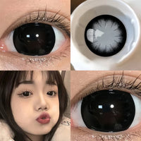 Black Large Diameter Color Contact Lenses for Eyes Annual Soft Round Beautiful Pupils KSSEYE 1 Pair