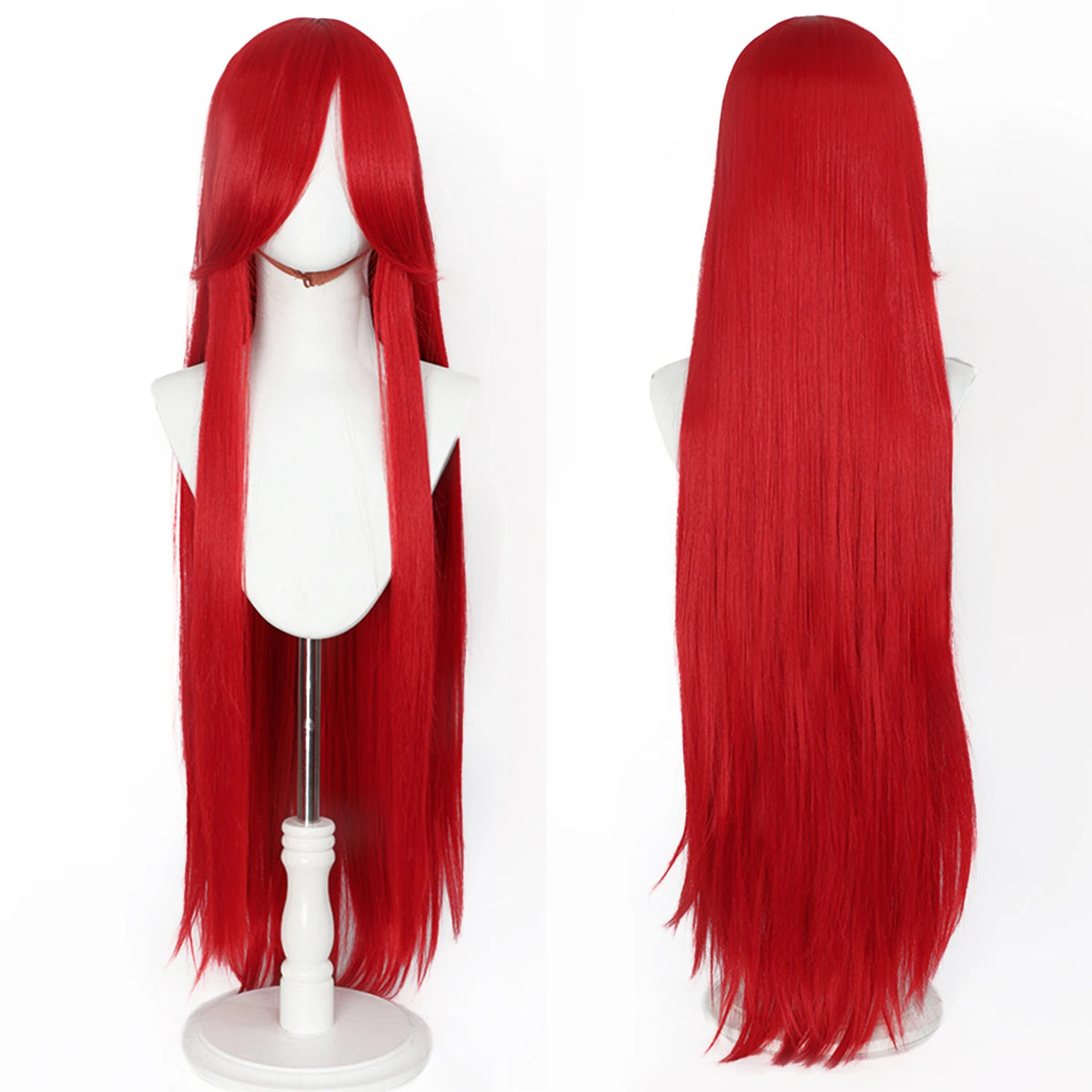 100cm Long Straight Synthetic Wig with Bangs – Pink Purple Cosplay Wig for Women