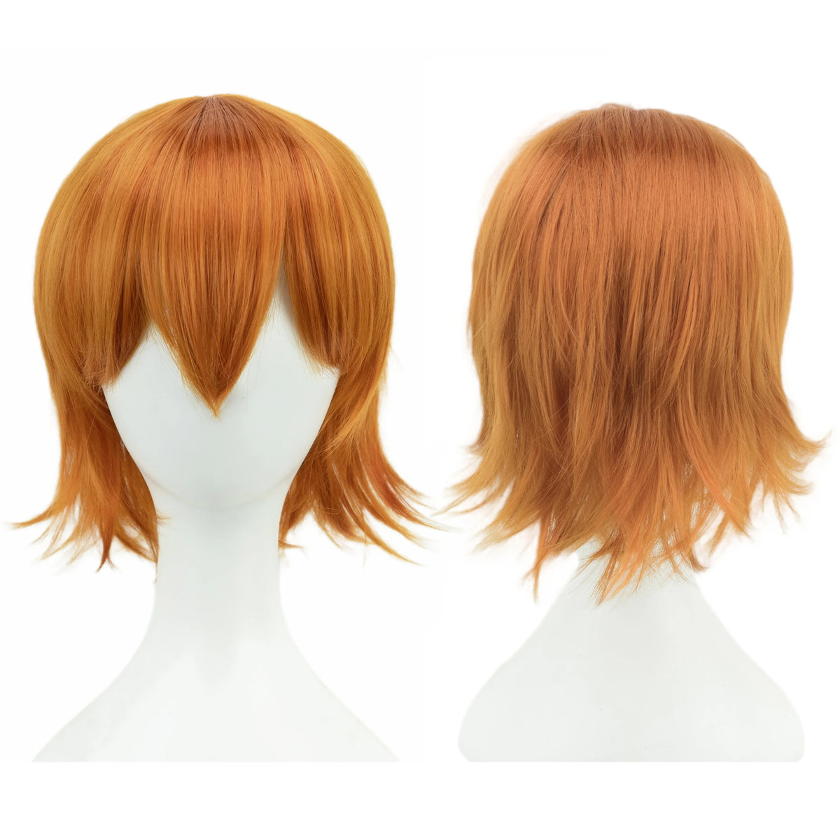 Synthetic Unisex 12 Inches Short Cosplay Hair Party BOB Wigs with Bangs Pink Blonde Orange Halloween Costume Lolita Wig