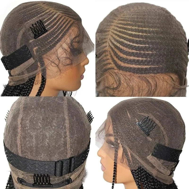 Faux Locs Crochet Cornrow Braided Wig Synthetic Full Lace Knotless Box Braids Wig