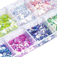 Mirror Iridescent Mixed Hexagon Nail Glitter Sequins Holographic Spangles Flakes Nail Art Powder Gel Polish Manicure Accessories