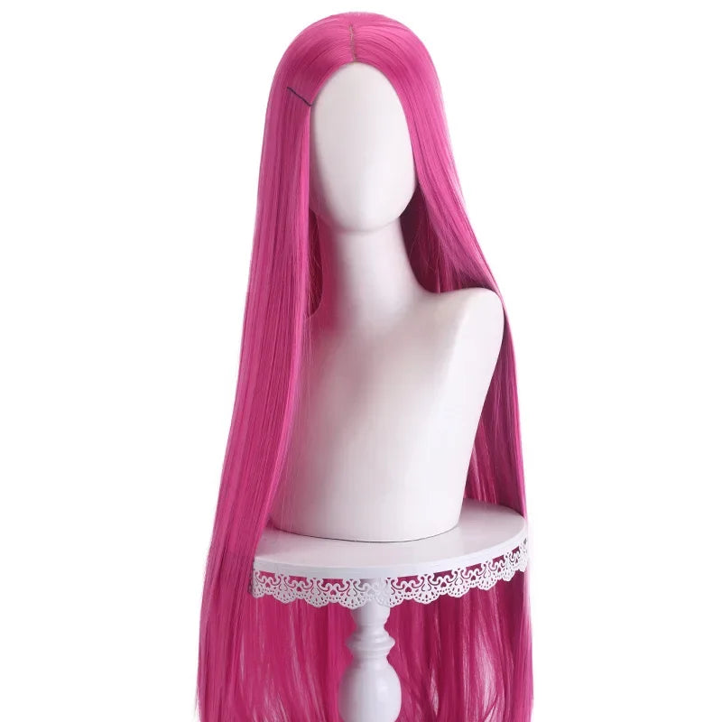 Long Straight Cosplay Wig 100cm Centre Parting Central Split Blond Pink Red Purple Heat Resistant Synthetic Hair Wigs
