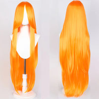 100cm Long Straight Synthetic Wig with Bangs – Pink Purple Cosplay Wig for Women