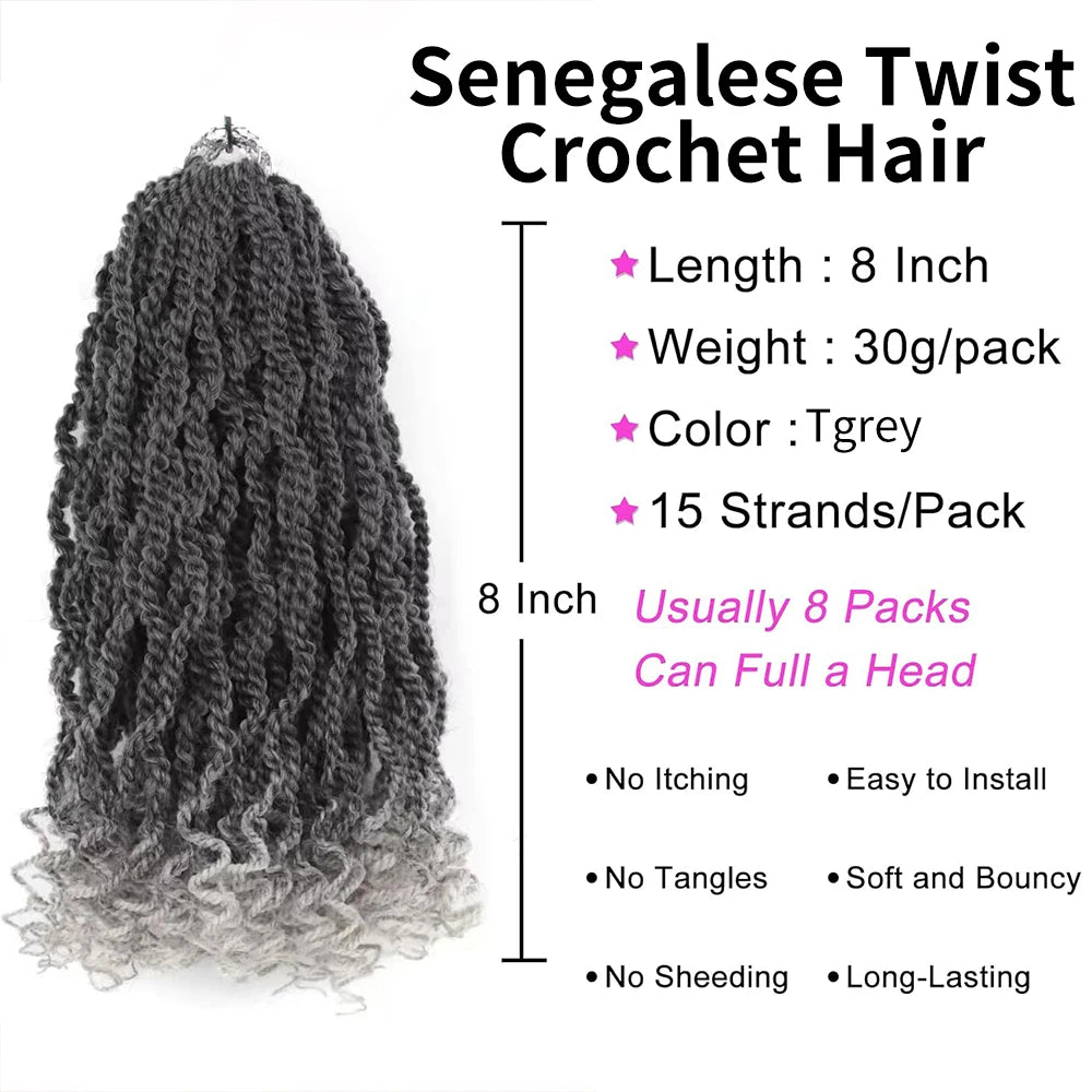 Wavy Senegalese Twist Crochet Hair – Pre-Looped Short Havana Twists with Curly Ends