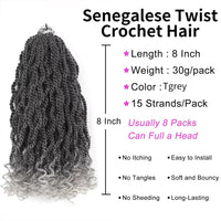 Wavy Senegalese Twist Crochet Hair – Pre-Looped Short Havana Twists with Curly Ends