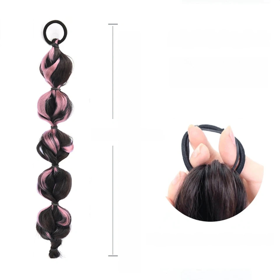 Bubble-Twist High Elastic Ponytail Wig – Synthetic Lantern Braid Hairpiece for Women (Multiple Colours)