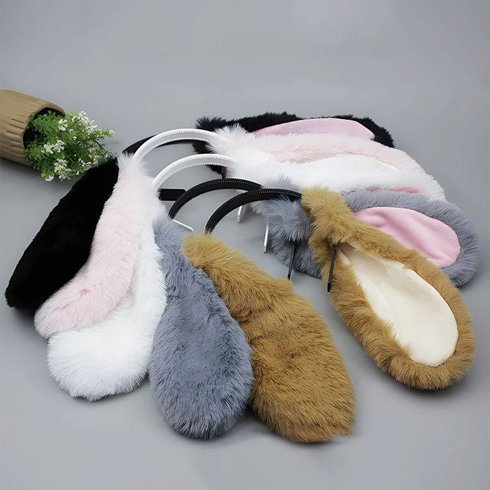 Cute Bunny Ears Headband Plush Rabbit Hair Hoop Headwear Cosplay Costume Hair Accessories For Adults Party