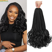 14’’ Synthetic French Curls Crochet Hair Braids Kid-Friendly Ombre Brown to Blonde French Curl Box Braids with Bouncy Curly Ends
