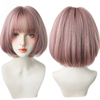 Short Black Bob Wig with Bangs – Synthetic Heat-Resistant Daily Wear Wig