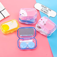 Cartoon Contact Lens Cases with Mirror Cute Contact Lens Box Square Women Girls Travel Contact Lenses Kit Container Case