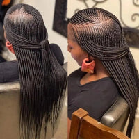 Faux Locs Crochet Cornrow Braided Wig Synthetic Full Lace Knotless Box Braids Wig