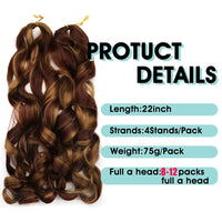 French curl braiding hair 22 inch loose wave crochet hair with ombre brown blend, product details image