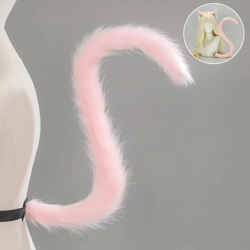 Handmade Plush Cat Ear Headband & Tail Set – Realistic Animal Cosplay Kit for Anime, Halloween & Furry Events