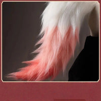 Red and White Fox Tail Cosplay Accessory – Soft Fluffy Costume Tail for Anime, Game Characters, Halloween & Party Dress-Up