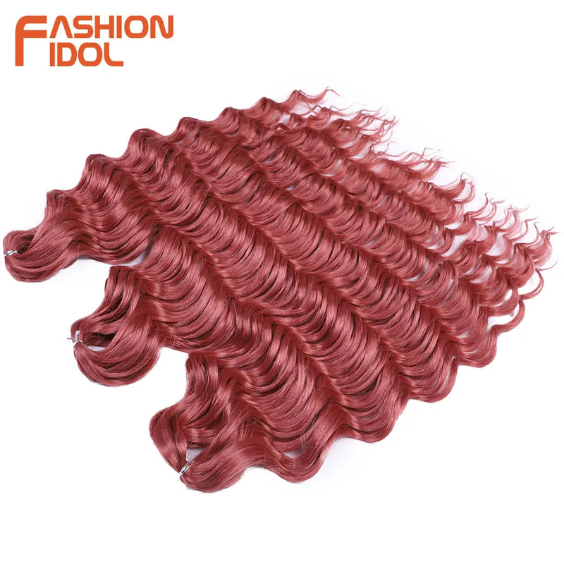 24 Inch Synthetic Hair Water Wave Braiding Hair Extensions Ombre Blonde Deep Wave Afro Curl Twist Crochet Hair for Women