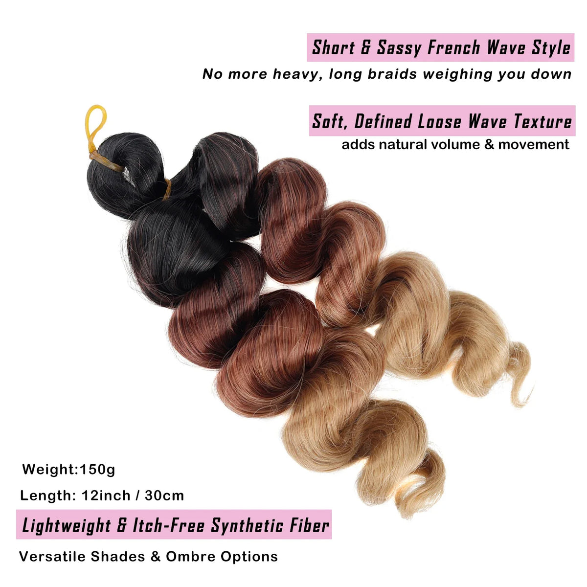 French Curly Crochet Hair Short 12inch Synthetic Braiding Hair Loose Wavy French Curl Braids Extensions for Women