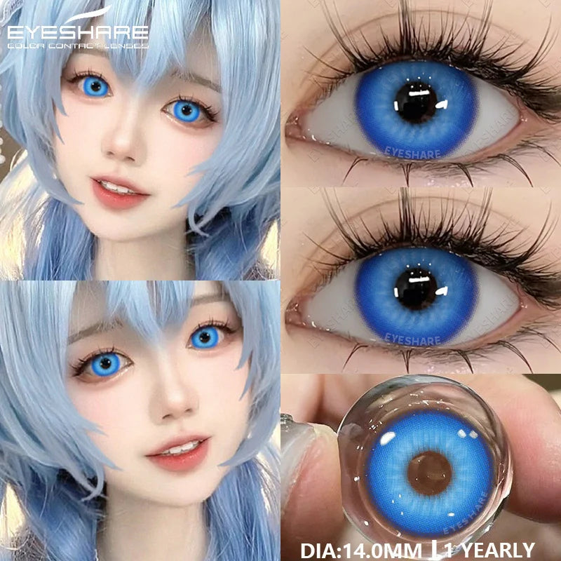 EYESHARE 1pair Colored Contact Lenses Purple Eye Lens Yearly Cosplay Blue Green Cosmetic Contacts Helloween Soft Makeup Pupils