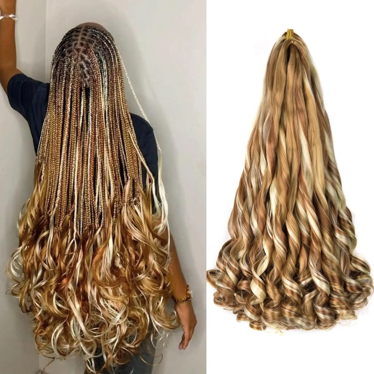 22inch Synthetic Loose Wave Crochet Hair French Curly Braiding Hair Extensions Pre Stretched Curly Crochet hair for Black Women