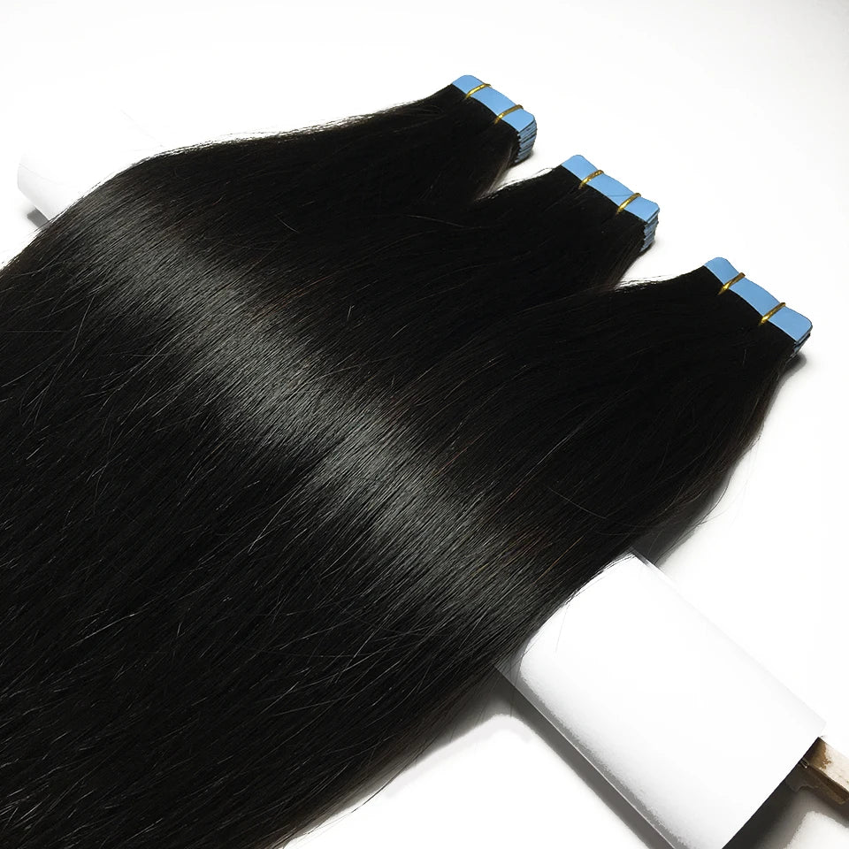 Straight Tape-In Human Hair Extensions – 20, 40 or 60 Pieces
