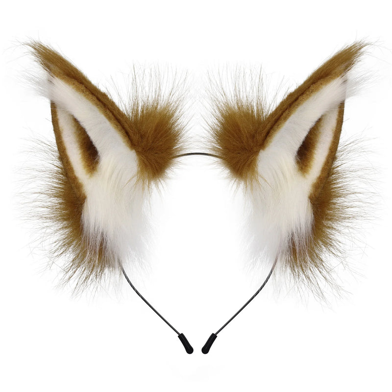 Fluffy Fox Ears Headband – Orange & White Furry Animal Costume Accessory for Cosplay & Halloween Dress Up