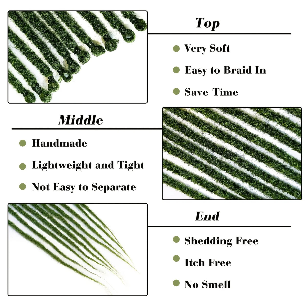 24 Inch Dreadlock Extensions (10 Strands/Pack) – Handmade Crochet Hair