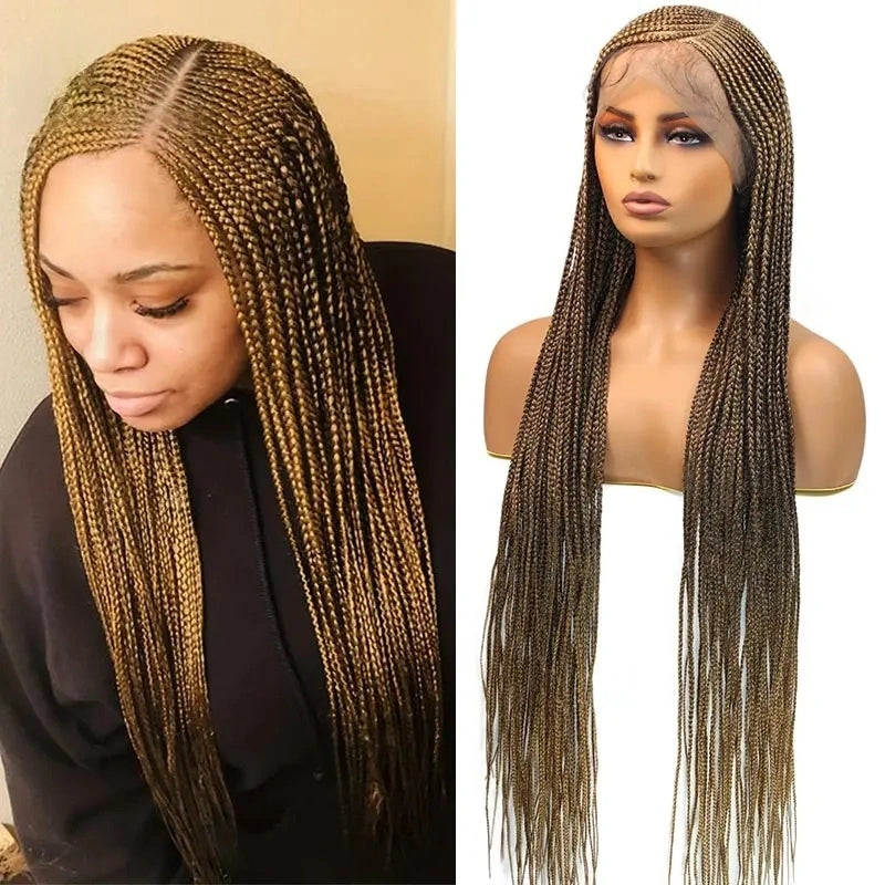 Faux Locs Crochet Cornrow Braided Wig Synthetic Full Lace Knotless Box Braids Wig