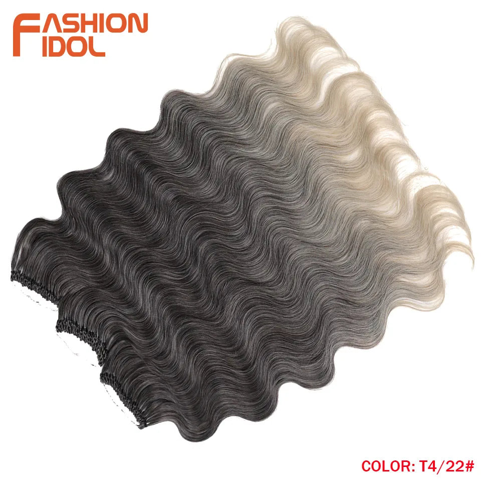 24 Inch Body Wave Crochet Hair – Synthetic Ombre Blonde Goddess Crochet Braids Natural Wavy Extensions