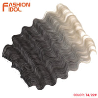 24 Inch Body Wave Crochet Hair – Synthetic Ombre Blonde Goddess Crochet Braids Natural Wavy Extensions