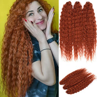 22 Inch Ombre Blonde Rainbow Water Wave Crochet Hair – 300g Synthetic Curly Braiding Extensions