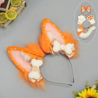 Hand-made Realistic Fluffy Fox Ear Headwear Faux Fur Wolf  Tail Plush Cat Claw Gloves Lolita Anime Exhibition Cosplay Props