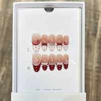 10pcs Handmade Cat Eye Almond Press-On Nails – Light Blue with Bow Accent