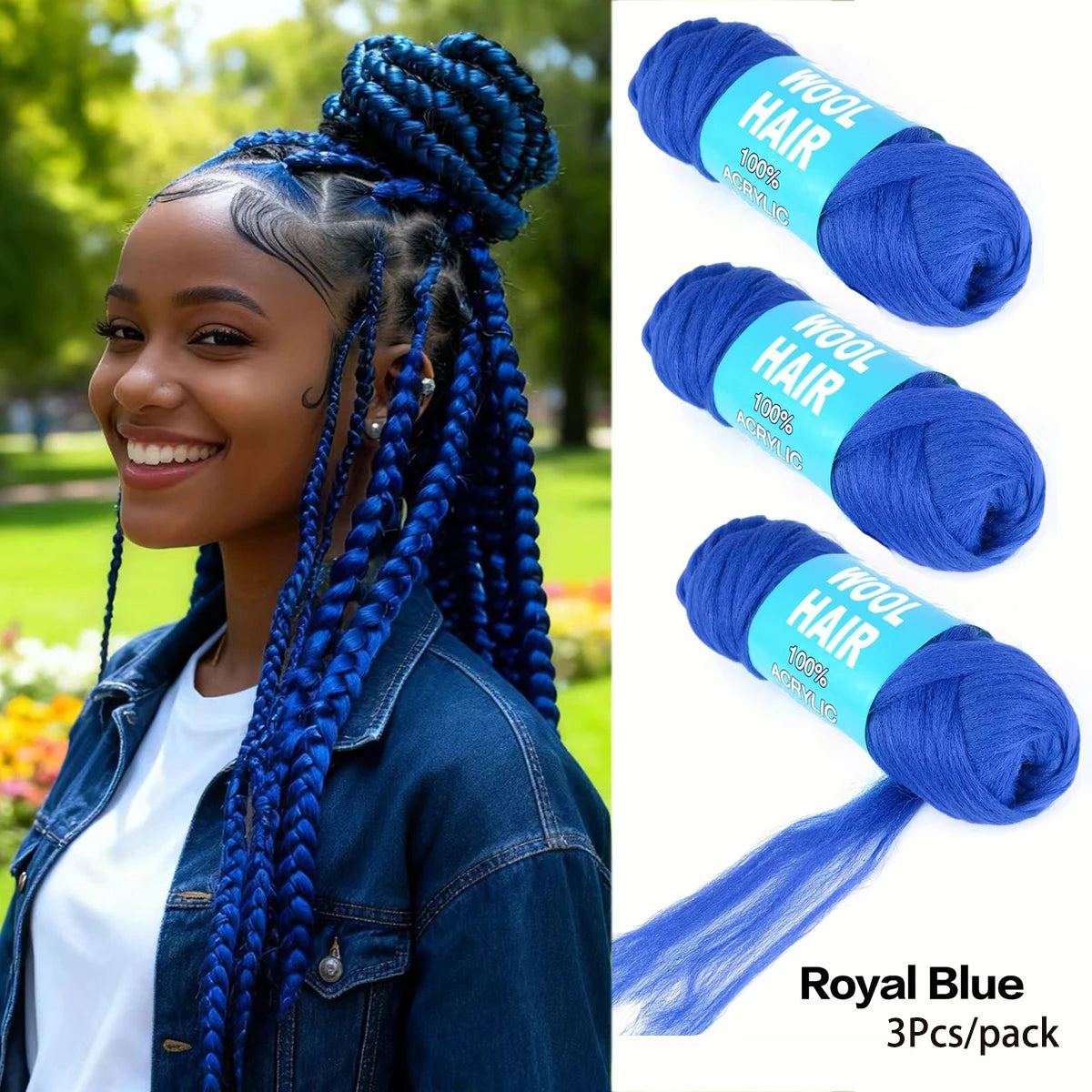 Brazilian Wool Braiding Hair | Acrylic Yarn for Crochet Braids Perfect for Senegalese twists, Senegal twist braids, and protective hairstyles