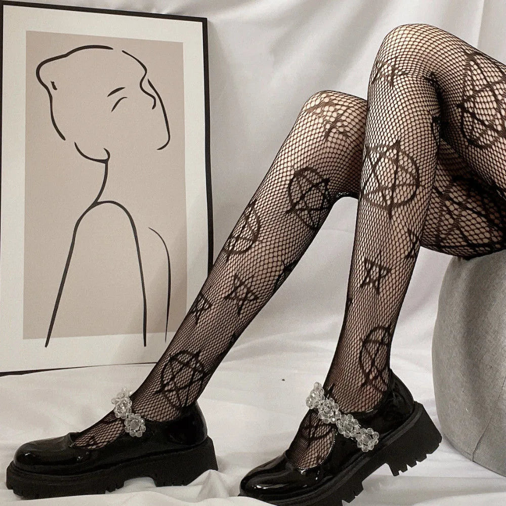 Japanese Lolita Retro Floral Rattan White Hosiery Hot Tights Classic Lolita Hollowed Out Lace Mesh Stockings Bottomed Pantyhose