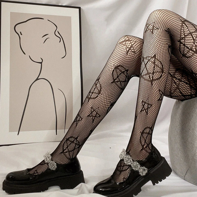 Japanese Lolita Retro Floral Rattan White Hosiery Hot Tights Classic Lolita Hollowed Out Lace Mesh Stockings Bottomed Pantyhose