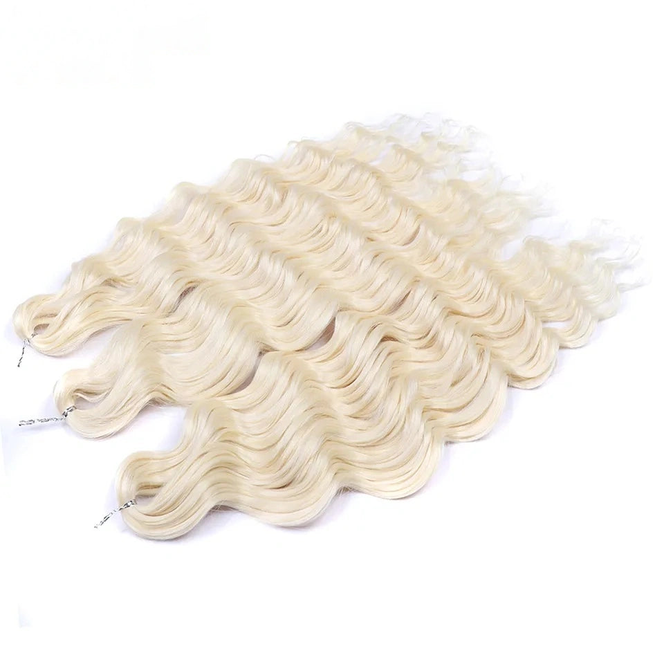 Water Wave Ombre Blonde Braiding Hair Extensions – Deep Wave Afro Curl Crochet for Women