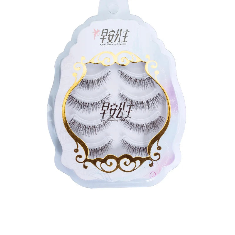 4pairs Natural False Eyelashes Thin Band Hand Made Short Lighter Eyelash Cosplay Korean Fashion Wispy Extension Makeup Tools