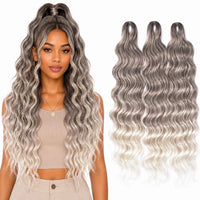 24 Inch Loose Deep Wave Crochet Braiding Hair Ombre Blonde Synthetic Deep Curly Twist Hair Extensions for Women