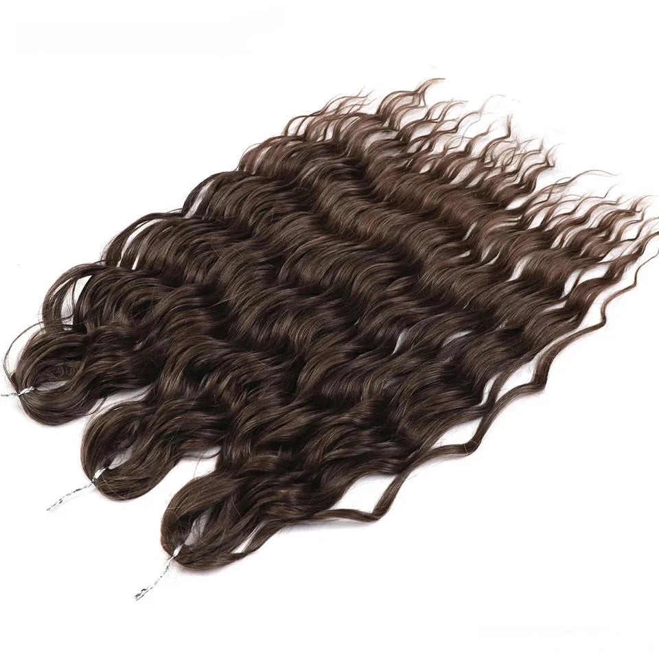 3 Pack Synthetic Loose Deep Wave Braiding Hair Extensions 24 Inch Deep Curly Twist Crochet Braid Hair Ombre Blonde Brown