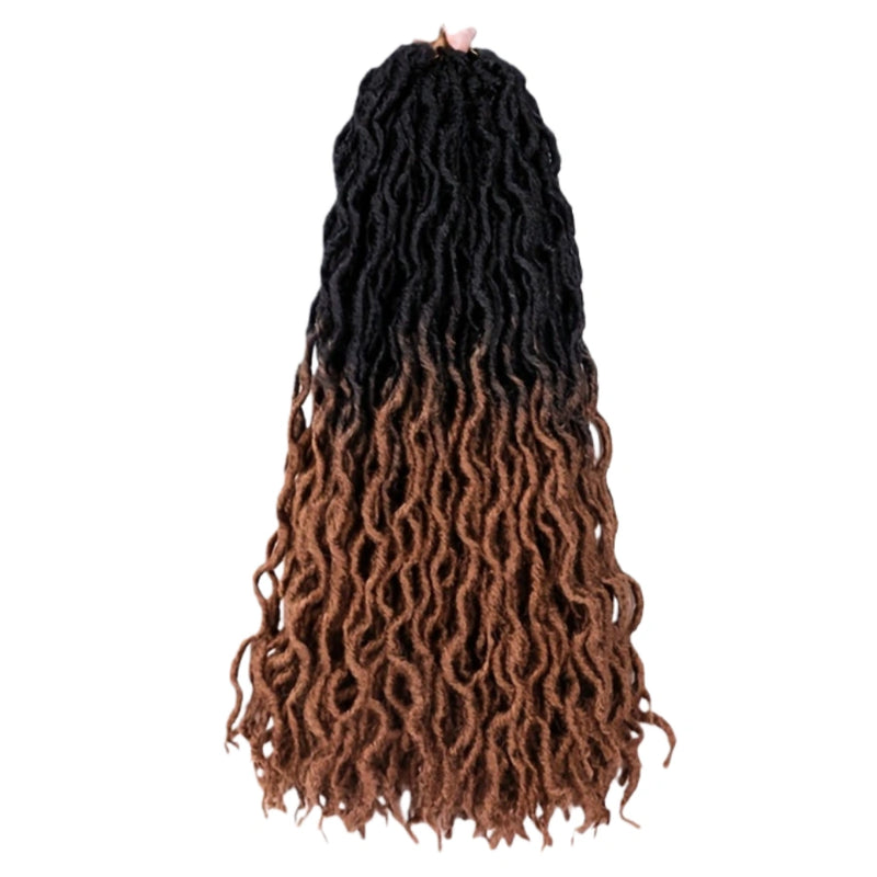18 Inch Goddess Wavy Faux Locs – 8 Pack Soft Synthetic Crochet Locs with Curly Ends for Natural-Looking Styling