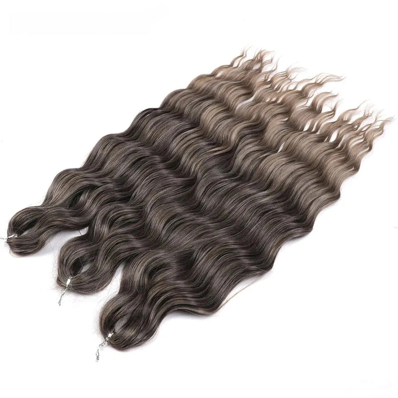 3 Pack Synthetic Loose Deep Wave Braiding Hair Extensions 24 Inch Deep Curly Twist Crochet Braid Hair Ombre Blonde Brown
