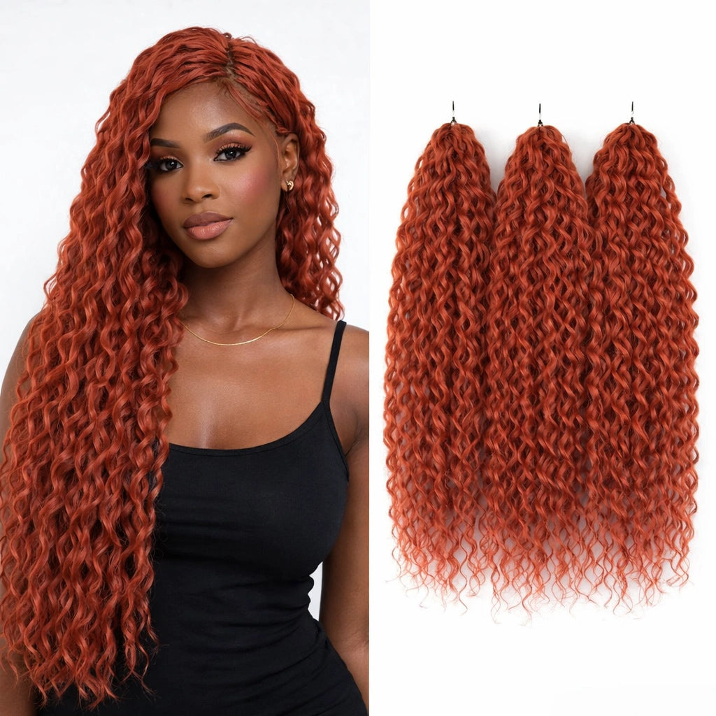 24 Inch Water Wave Crochet Braiding Hair Pink Blonde Synthetic Hair Extensions for Black Women
