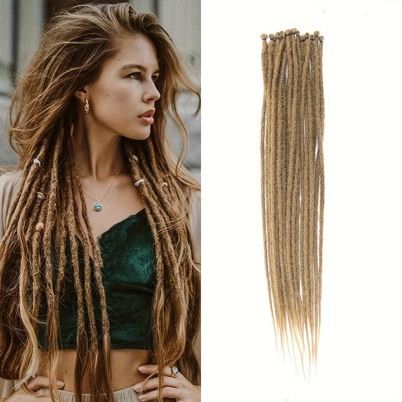 25pcs PLENDAY 24" SE Synthetic Dreadlocks, Soft 0.6cm Thick Thin Single Ended Crochet Hair Extensions, Low Temperature Fiber, Unisex Adult