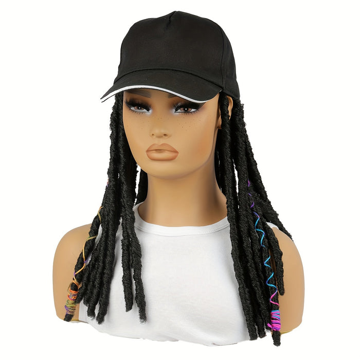 Baseball Cap Wig with Braided & Faux-Lock Synthetic Hair – Easy Hat Style for Parties & Halloween
