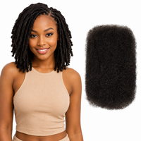 Afro Kinky Remy human hair bulk with model wearing soft locs