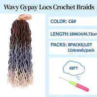 18-Inch Brown Goddess Wavy Faux Locs Crochet Hair Extensions - Natural Looking Synthetic Dreadlocks with Curly Ends, Versatile Styling for All Women, Ethnic Hairstyle Variety|Shoulderlength Locs