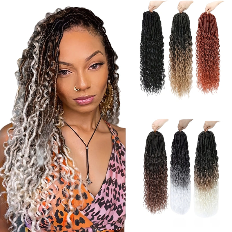 24 Inch Goddess Faux Locs Crochet Hair – Synthetic Boho Curly Braiding Hair Extensions for Women & Girls